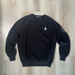 G/FORE Black Crewneck Sweater with Ribbed Cuffs